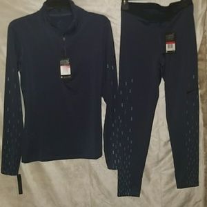NWT Nike Pro Warm 3/4 zip pullover/legging set